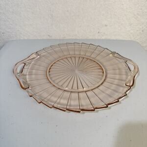 Jeannette Glass Co. Sierra/Pinwheel Pink Depression Glass 2 Handled Serving Tray